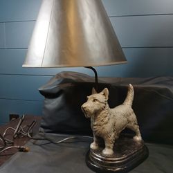 Vintage Gray Cast Iron Scotty Puppy Dog Lamp Metal Sturdy 