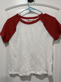 SO Junior’s Size Medium Red and White Short Sleeve Tee