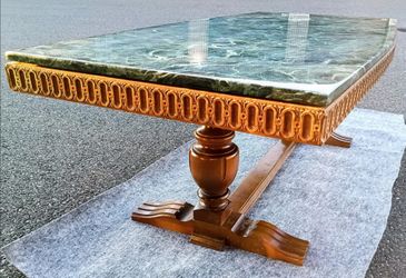 Elegant vintage green marble coffee table