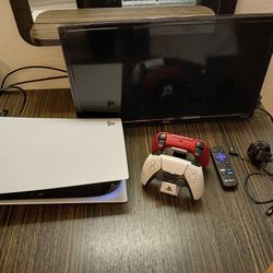 PlayStation 5 With Accessories/ 24" Roku HD Smart Tv
