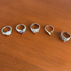 6 Sterling Silver Rings 