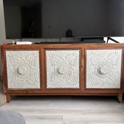 Hand-carved Wooden Media Console 