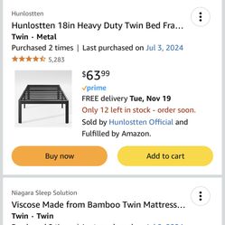 Metal Twin Size Bed Frame With Mattress 