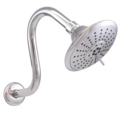 Westbrass CO563  5" Round Thin 5-Function Adjustable Spray Shower Head with 8" S-Shaped Wall Mount