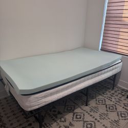 Twin Bedframe W/Matress And Topper 