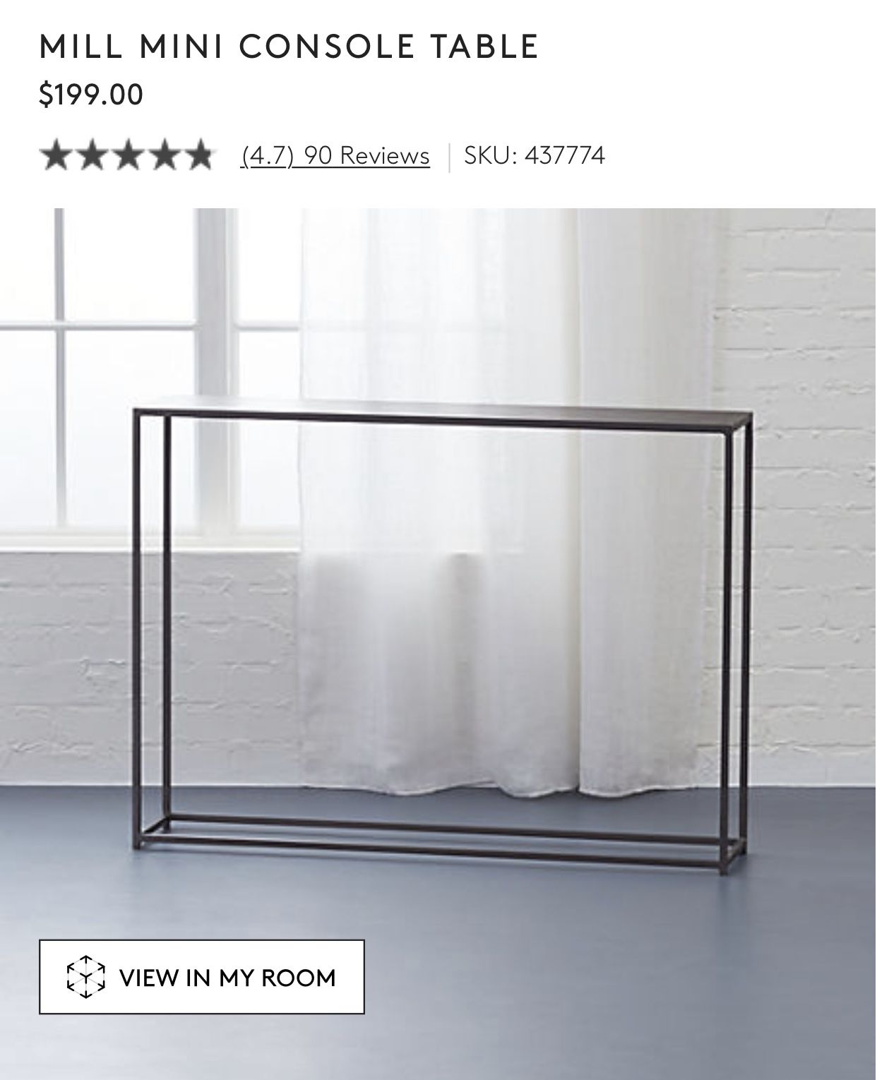 West Elm - Mill Mini Console Table - $150
