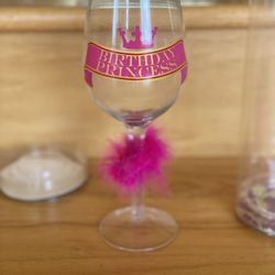 Super Cute Birthday Princess Wine Goblet  MINT Condition 