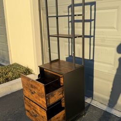 Beautiful Rustic Brown File Cabinet with 3-Tier Shelves 