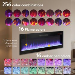 60 inch Fireplace TV Stand for TVs up to 70,with 50smart Electric Fireplace,white