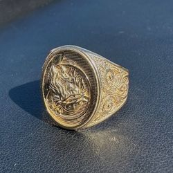 10K Yellow Gold JESUS head Handmade ring w/Artwork 7.5 grams size 9.75