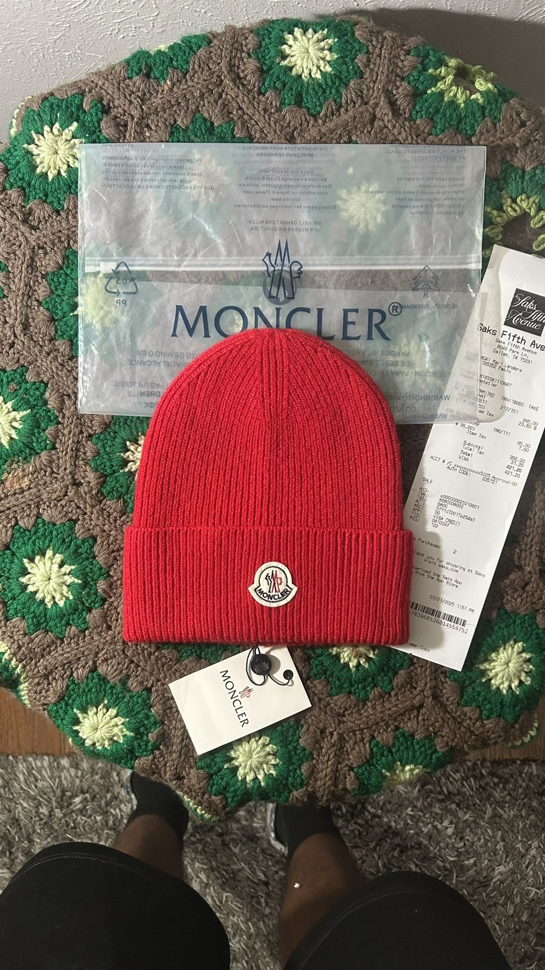 Moncler Red Wool Beanieš„