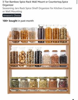 3 Tier Bamboo Spice Rack Organizer