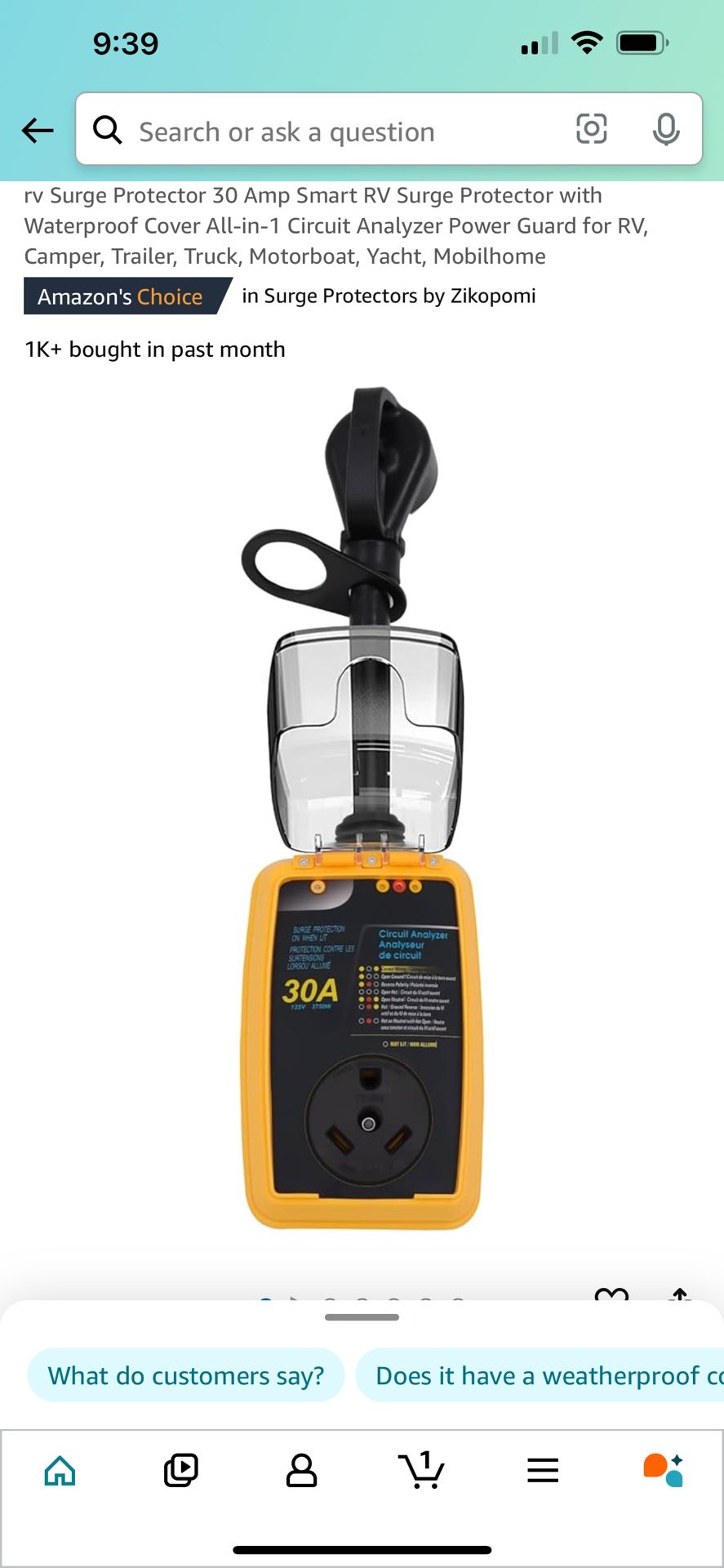rv Surge Protector 30 Amp Smart RV Surge Protector with Waterproof Cover All-in-1 Circuit Analyzer Power Guard for RV, Camper, Trailer, Truck, Motorbo