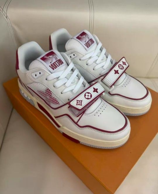 Louis Vuitton T-Rainer White and Red Velcro Padded Shoes