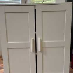 White Storage Shelf With Doors