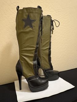 Costume military Size 8 High Heel Platform Lace Up Boots $50