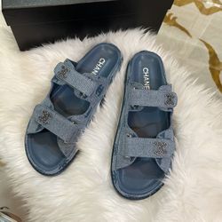 Chanel Dad Sandals Denim- Sizes: 9 
