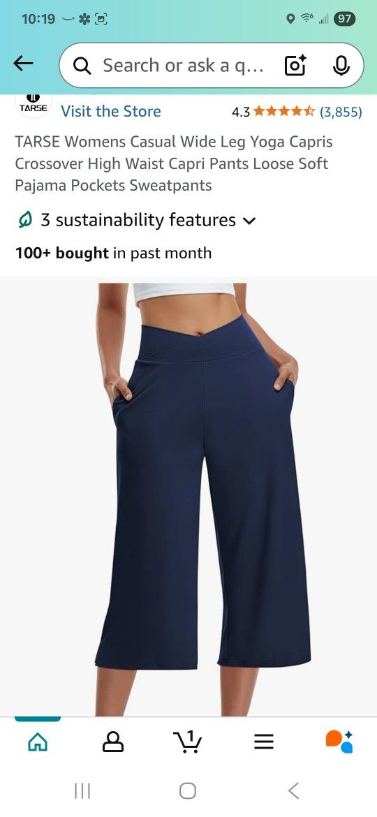 New soft, stretchy navy capri length wide leg pants only $13!