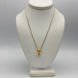 14kt YG .10cttw Diamond Pendant With Snake Link Chain