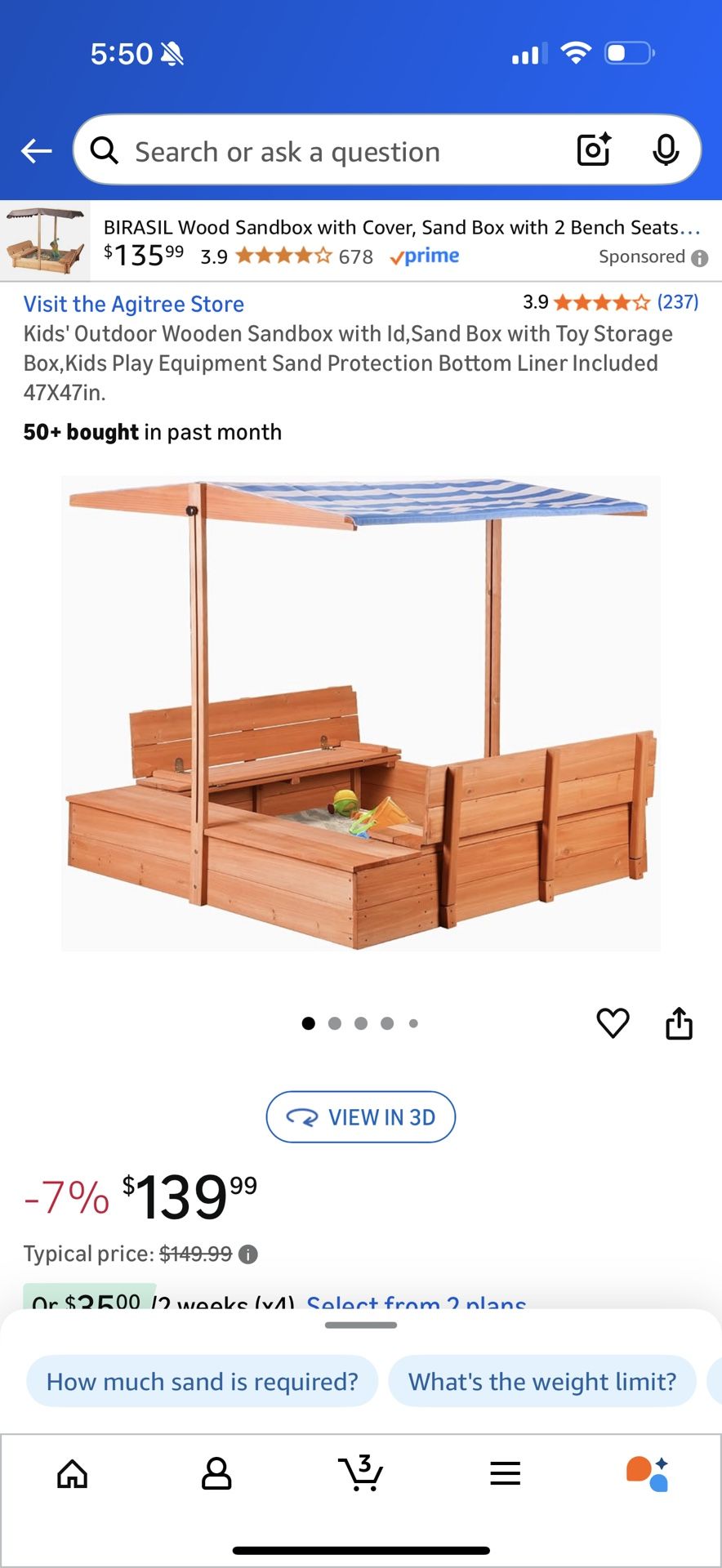 FREE Sandbox With Lid & Overhead Cover