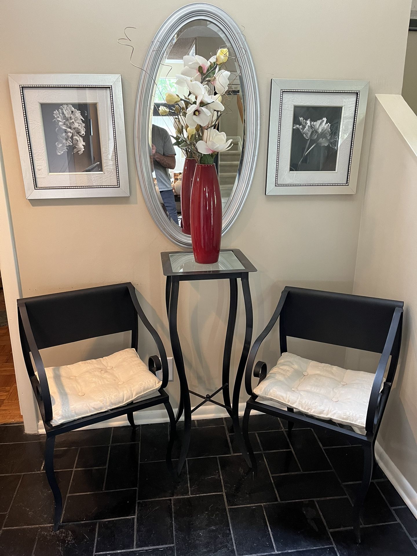 Metal Chair And Decorative Stand 