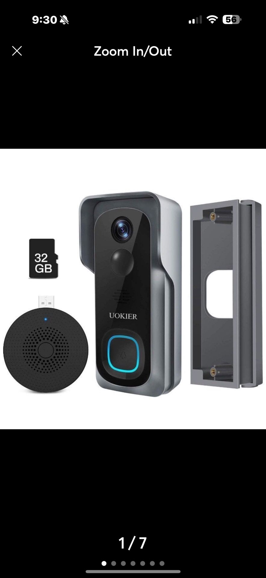 Wireless Video Doorbell Camera with Angle Mount, WiFi Video Doorbell, 32GB Pre-Installed, Motion Detection, 1080P Wide Angle, Night Vision, Waterproof