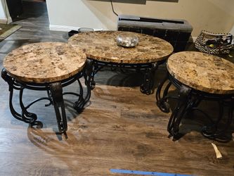 3-Piece Marble Top Coffee and End Table Set