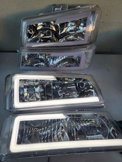 03-06 Chevrolet Silverado Avalanche Headlights Luces Micas Calaveras Faros Faroles Focos Chevy Headlamps 