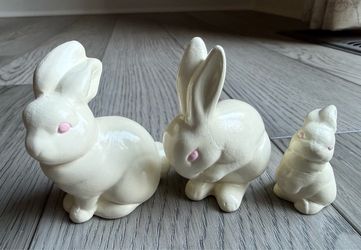Vintage Ceramic Rabbit Figurines Set Of 3