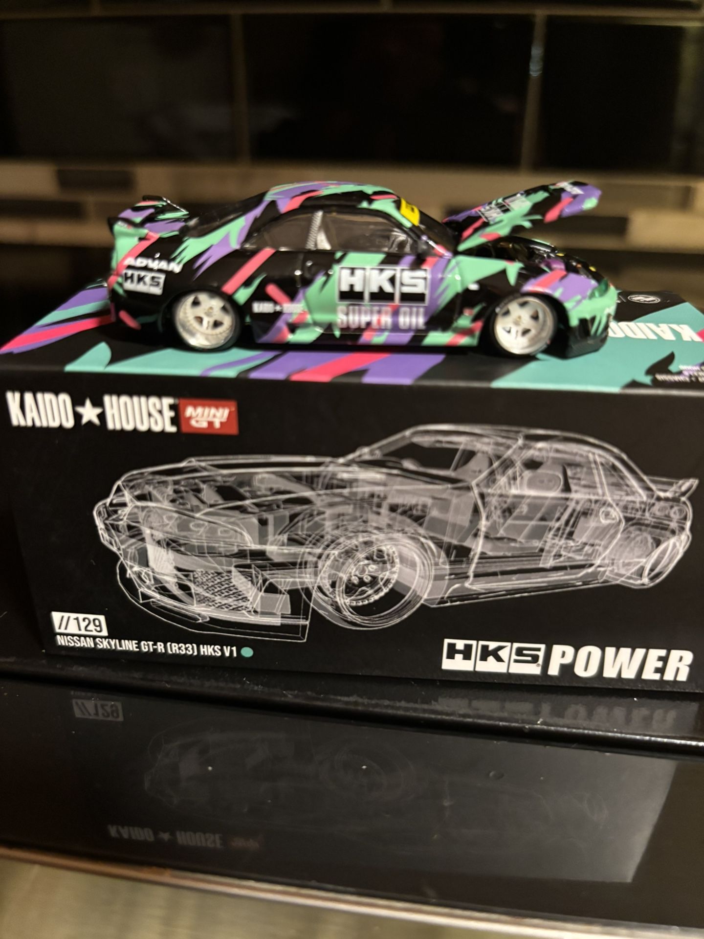 Kaido House x Mini GT Nissan GT-R (R33) HKS V1 KHMG129 1/64 JEL GIFTS & HOBBIES J&W Gifts and Hobbies (118796)