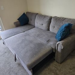 REVERSIBLE Sleeper Sectional Sofa Couch Pull Out Bed - 82" Convertible L-Shape Corner Sofa&Couches with Storage Chaise Pullout Sofabed for Living Room