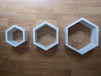 White Hexagon Wall Shelves Set of 3