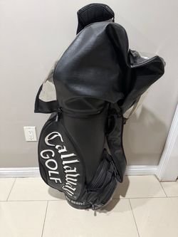 Callaway Big Bertha Leather Carry Golf Bag Black/White w/ Rain Hood