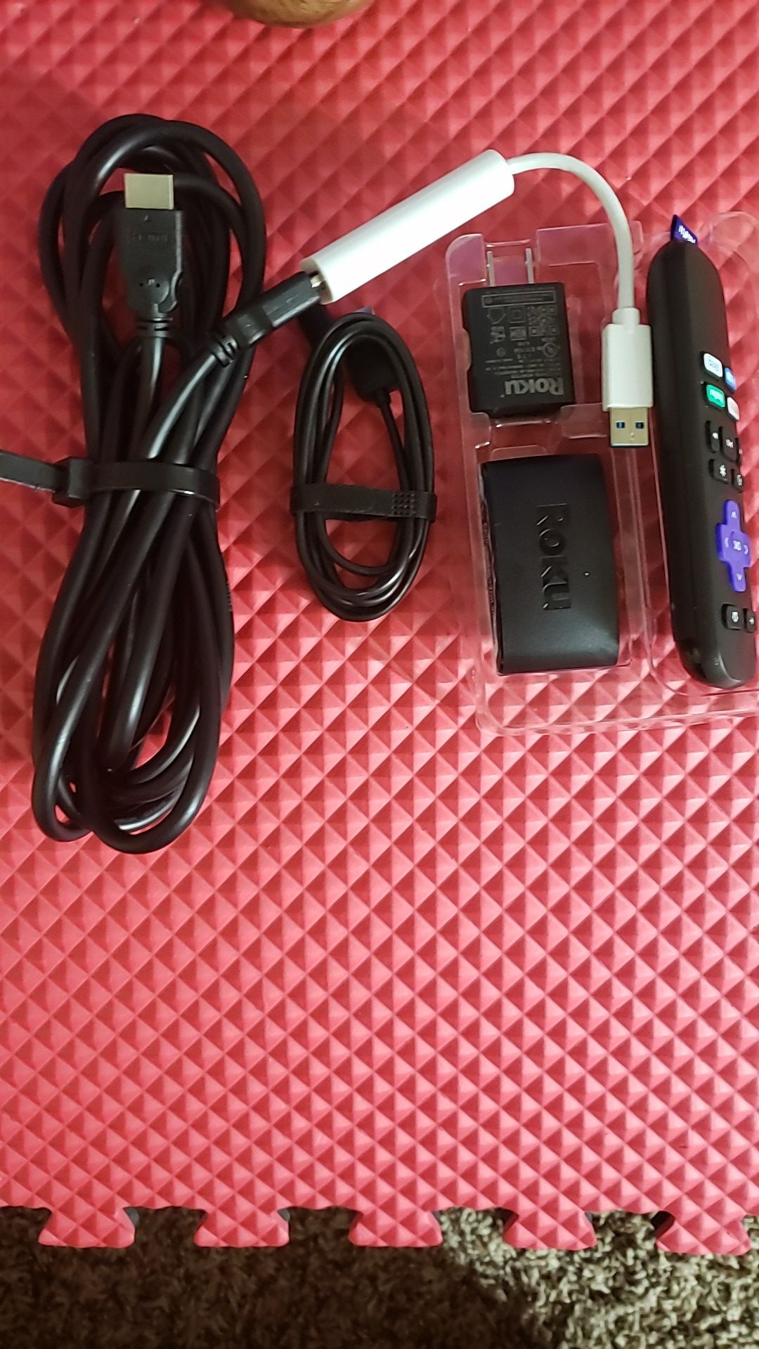 Roku express new with 12 ft hdmi cable&hdmi to USB