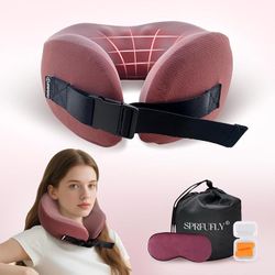 SPRFUFLY Super Soft Travel Pillow, 100% Memory Airplane Pillow