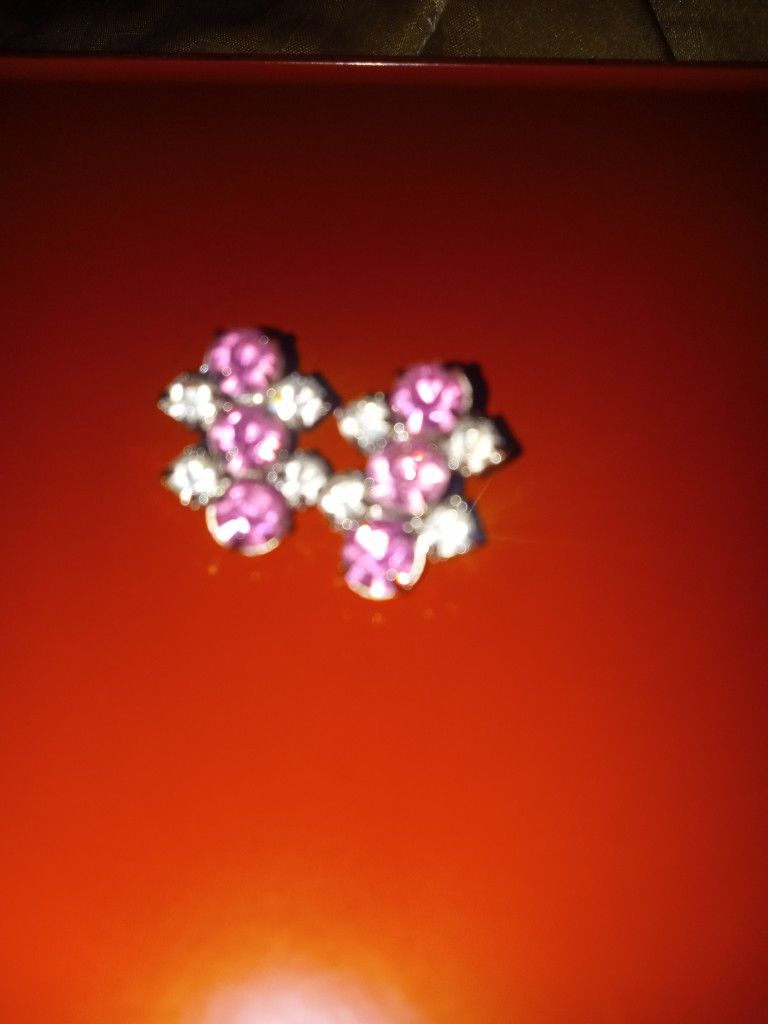 Vintage Rhinestone Clip-ons -Pink