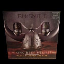 BLKSMITH VIKING Beer Drinking Helmet Black Holds Two Standard 12 Oz Cans NIB