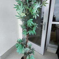 Large Faux Plant W/ Luxury Gold Planter