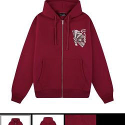Derschutze "Yen" Burgundy Zip-Up Hoodie