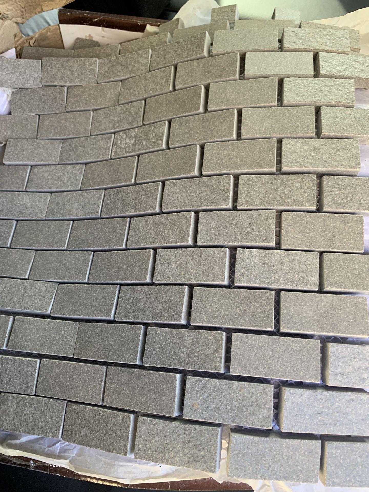 Grey brick ceramic tile