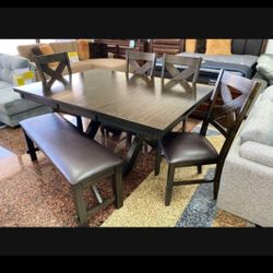Kelly Dining Table Set W/4 Chairs And Bench---$799---Fantastic Deal!!!---No Credit Needed Financing Available 