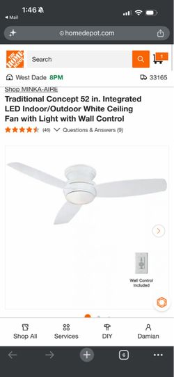 Minka-Aire Traditional Concept 52 in. Integrated LED Indoor/Outdoor White Ceiling Fan with Light with Wall Control