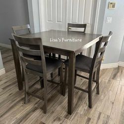 Beautiful Gray Counter Height Kitchen Table 