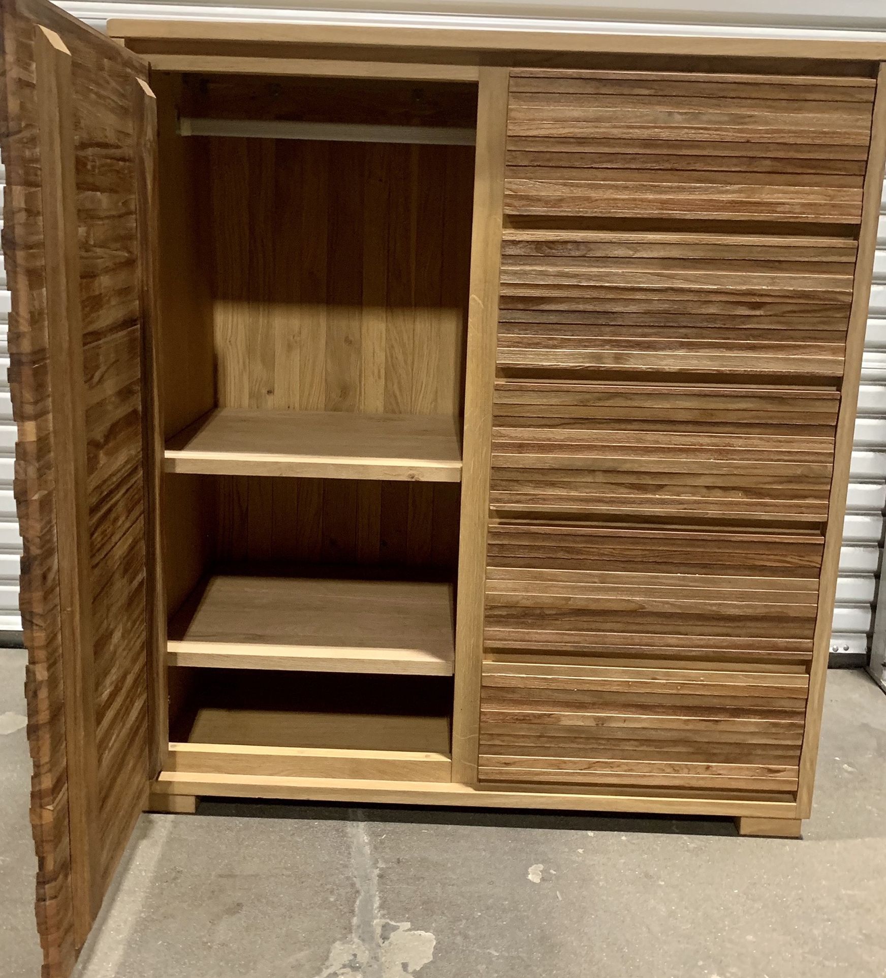 $150. Dresser W/ Shelves or clothes Hanger. H- 50, W-44, D-20.5 Be