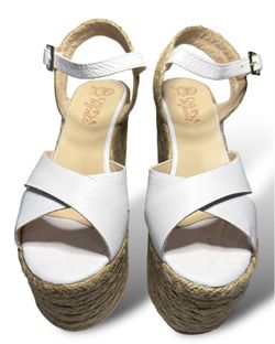 White Leather Platform Wedges