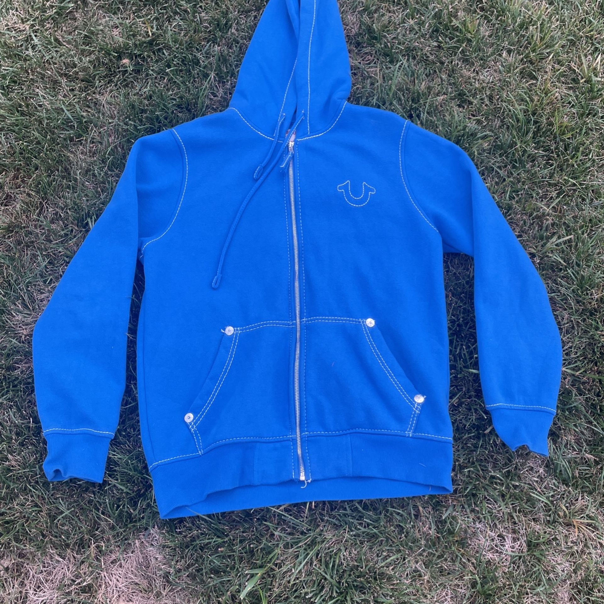 Blue true online religion hoodie