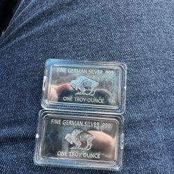 2 1ounce Fine German Silver Bars 