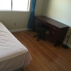 Wood Desk with Drawers