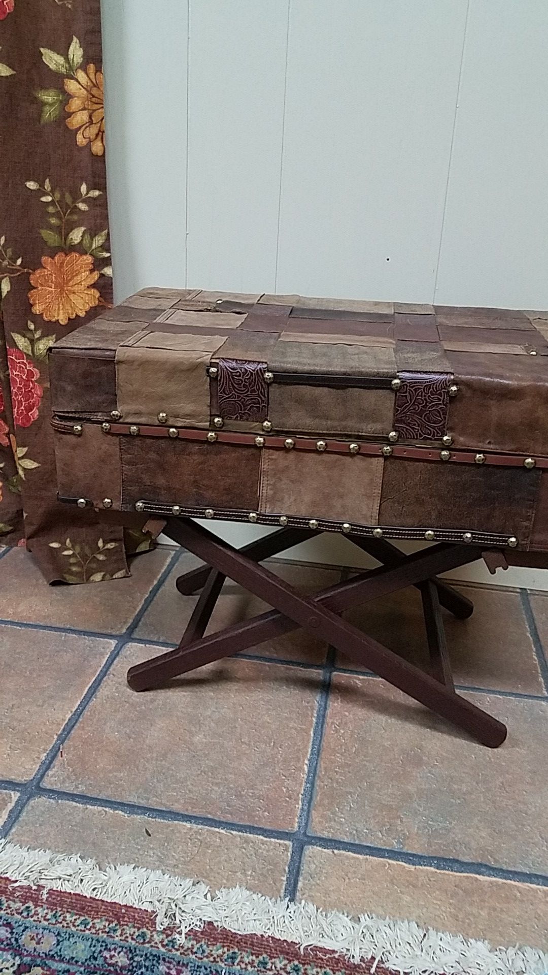 Handmade leather side table