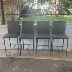 Grey Leather Chair Stools